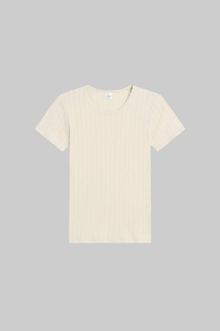LESET Pointelle Slim Fit Cotton Tee - S